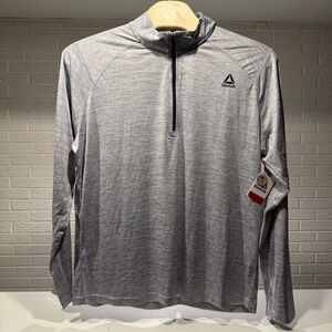 Reebok Mens 3XL Heather Gray Performance Quarter Zip Pullover Athletic Shirt